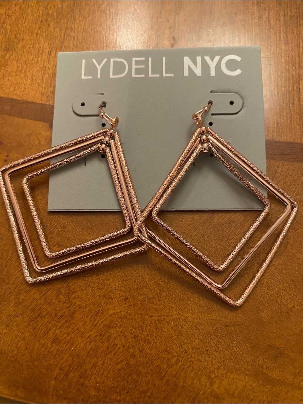 LYDELL NYC Rose Gold Layered Square Drop Earrings